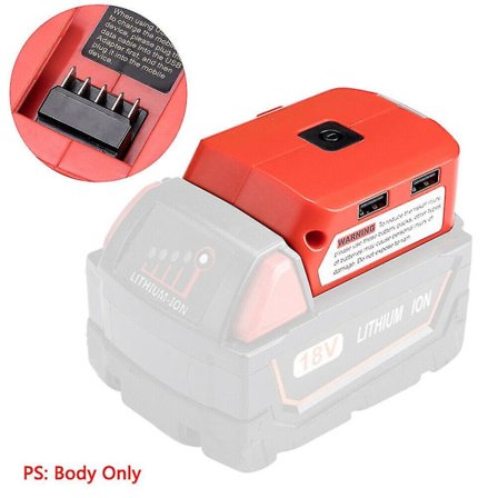 USB-laturi Akkuadapteri 18v Power W/ Led Milwaukee 49-24-2371 M18:lle