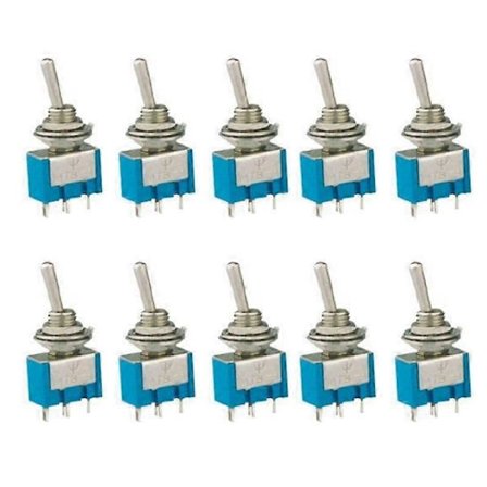 10 stk MTS-101 2-polet SPST ON-OFF 2-position 6A 125V AC Mini Toggle Switch Kit [DB]