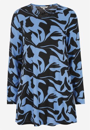 Cellbes of Sweden - Mönstrad trikåtunika med fickor - blå / mönstrad - för damer - 50/52