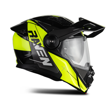 Raven Adventure Öppningsbar Hjälm Fluo Gul/Svart L