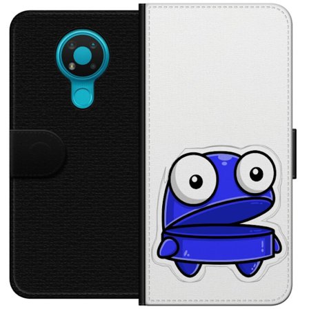 Kompatibel Tegnebogsetui til Nokia Nokia 3.4 Blå tegneseriefigur med åbent udtryk og store øjne i sjov illustration