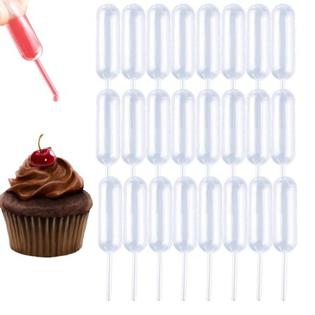 4ml Plast Cupcake Pipetter Press Sprutor, 50 st Engångs Vätskeinjektorer Press Överföring Droppare för Jordgubbar Cupcakes Desserter