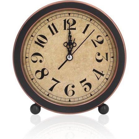 Klassisk Retro Skrivbordsklocka Vintage 12,7 cm Analog Tyst Liten Sängbordsklocka Batteridriven Icke-tickande Analog Liten Bordsklocka