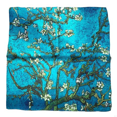 Naiset Vintage Pieni Huivi Huivi 100% Silkki Kukka Puu Tulostaa sc