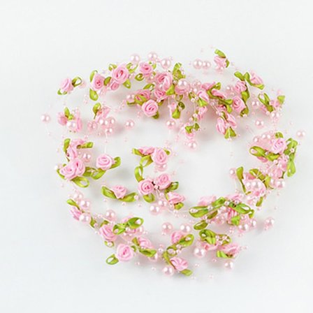 Konstgjorda Rose Blommor Girlander Faux Pearls Beads Kedja ROSA