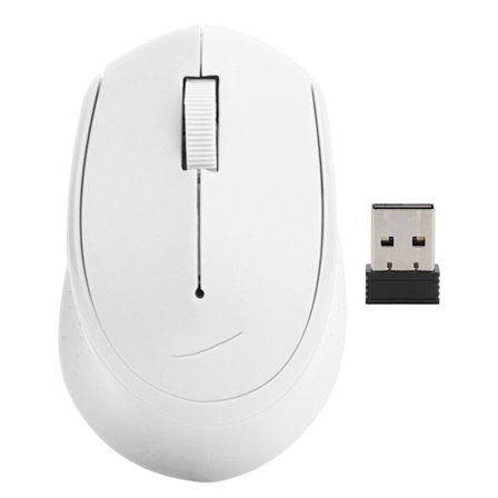 2,4 GHz trådløs, stillegående, ergonomisk minimus med USB-mottaker for bærbar PC, stasjonær datamaskin, hvit