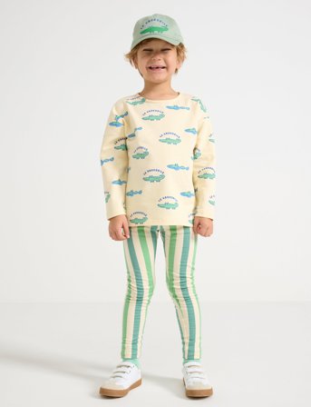 Lindex Leggings Striped - Green - 128