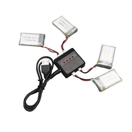 4 stk 3.7v 500mah Oppladbare Lipo Batteri med Lader for Syma X5c / X5sc RC Quadcopter