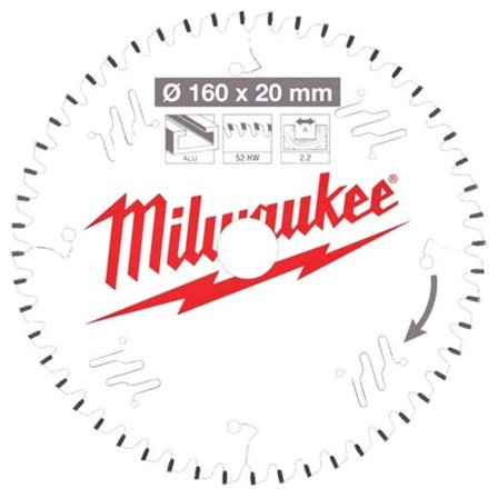 Milwaukee CSB P Alu Sågklinga 160x2,2x20 mm, 52T, Maskintillbehör & förbrukning