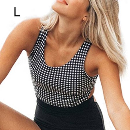 1/2 Dame S Badedrakt i ett stykke med høy elastisitet for stranden rutete L