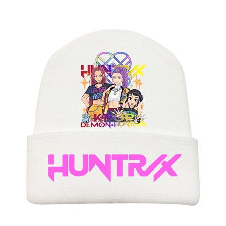 KPOP DEMON HUNTER omkransende strikket hat krøllet uldhat trykt beanie hat udendørs kold hat voksen