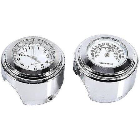 Motorcykelstyre Klocka, 7/8 "Vattentät Motorcykelstyre Montera Digital Klocka Och Temp Termometer Vit