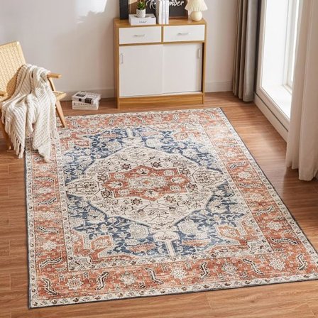 Tvätthärdlig vardagsrumsmatta med halkfri botten, mjuk kort lugg, stor vardagsrumsmatta, retro orientalisk boho-matta, icke-fällar, tät matta 80x160 