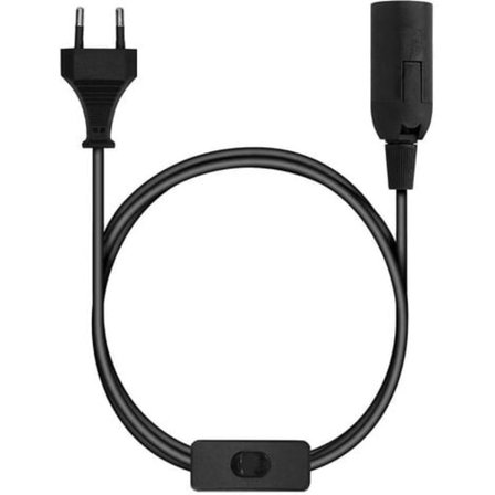E27 Sokkel med ledning - Lampeholder for pære med strømledning, stikkontakt og bryter - Kabel 1,8m/NC/