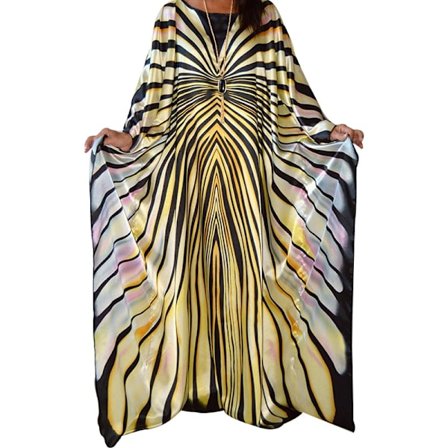 Sommerfugl Zebra Stripe Mønster Oversize Sateng Batwing Kimono Cover Up Kaftan