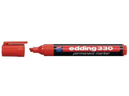 edding Märkpenna Permanent 330 med snedskuren spets, 1–5 mm, röd - Lyreco - Kontorsmaterial - Pennor - Märkpennor - Skuren spets