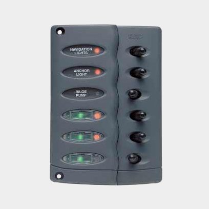 Schaltpaneel BEP Marine Contour Switch Panel Waterproof 6 Way, ohne Sicherungen - Boot