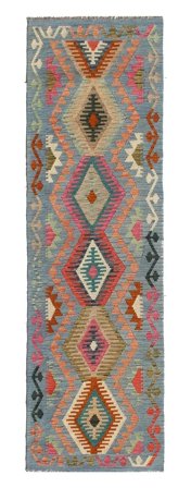 Kilim Afghan Old Style Rug Hand Woven 81X301 Runner Brown/Dark Grey Afghanistan