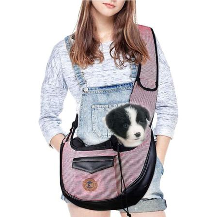 Vikbar Axelväska För Hund Eller Katt Vit Och Röd