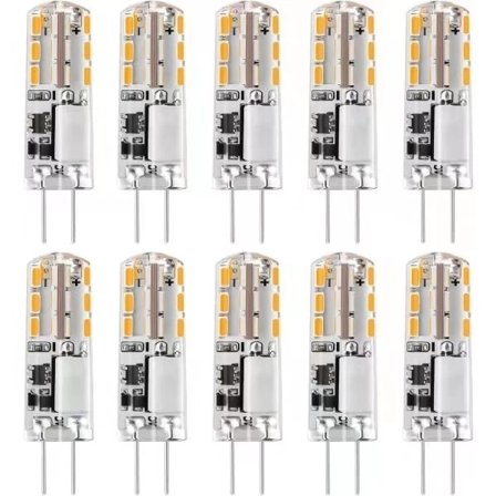 10x G4 LED-lampor 12V AC/DC 2W, 24LED Vitt Ljus 6000K, Dimbar Lampa - WELLNGS