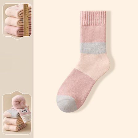 Warm Lined Mid-Calf Wool Socks for Women - Autumn/Winter Thick Cozy Indoor Socks