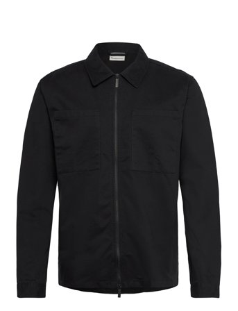 Twill Zip Overshirt Black Knowledge Cotton Apparel