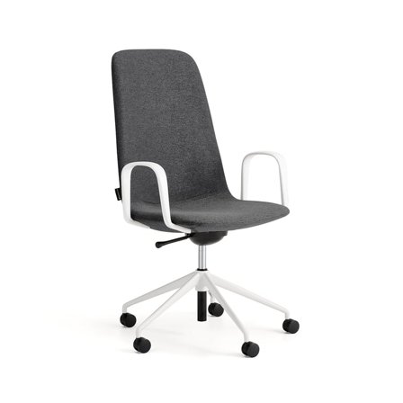 Chair LANGLEY, mid seat, wheeled, armrests, white/anthracite