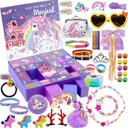 Julekalender for jenter 24 dager – Julemotiv med enhjørning, beste gave til døtre QC-065