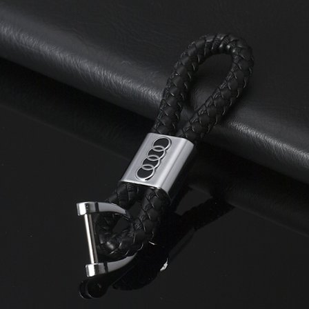 Audi nøkkelring i vevd skinn (svart, én størrelse)