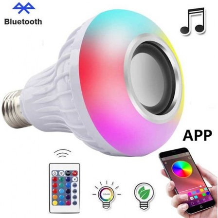 2 i 1 Bluetooth LED-pære med farvefjernbetjening E27 Musikhøjttaler RGB-højttaler Intelligent farvepære Specialpære til musik og musikafspiller [ene