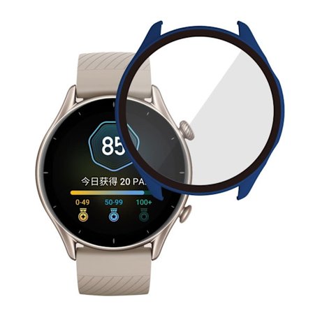Amazfit GTR 3 / GTR 3 Pro hard cover + tempered glass screen protector - Midnight Blue