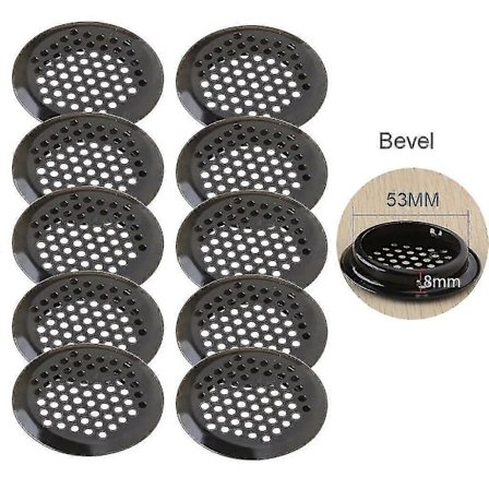 10 stk. 19-53 mm Sorte Cirkulære Udluftningsriste i Rustfrit Stål med Lameller