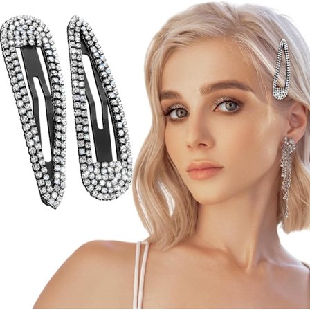 2 kpl Rhinestone-hiusklipsit Metalliset napsautettavat hiusneulat Bling-kristallihiuspinni Glitter ranskalaiset hiuspinni Ankannokkaklipsi 
