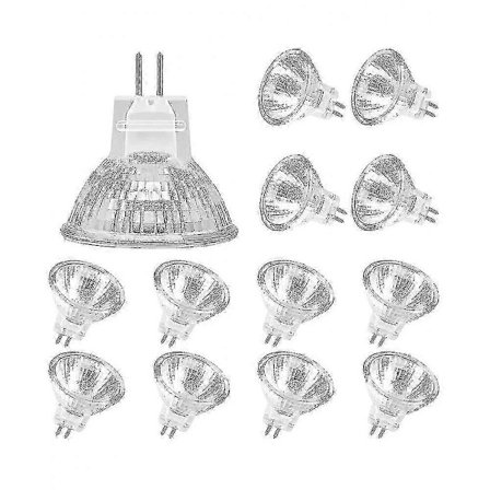 MR11 Halogenlamper (12-pakning), GU4 Halogenlampe 12V 20W, MR11 GU4 Dimbar Lyspære Glassdeksel for Taklampe KNZ