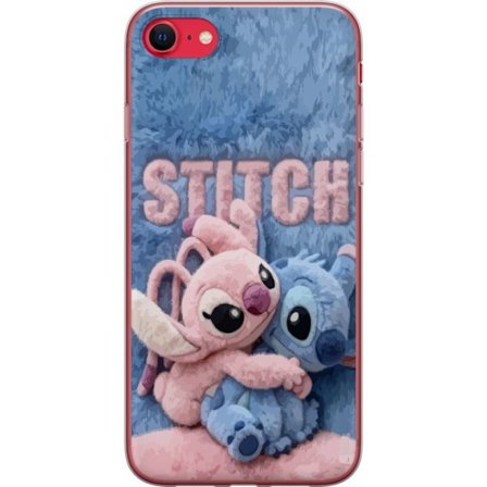 Kompatibelt Mobilskal till Apple Apple iPhone SE (2020) Söta fluffiga Stitch och Angel kramas på ett mjukt pälsigt underlag med pastellfärger som