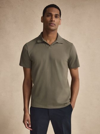 John Henric Men's Grøn Poloshirt med Åben Krave Size M