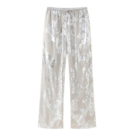 2024 Damernas mångsidiga avslappnade byxor med medelhög midja och metalltryck