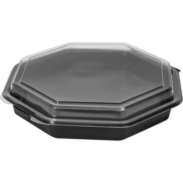 Salatboks Sort 23x23x5 8-Kant