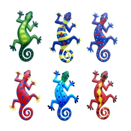 6 kpl Metalli Gecko Seinäkoristeet, 8,6 tuuman Seinäveistokset, Ulko-