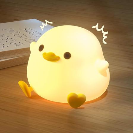 LED søt bønneand nattlys, DoDo and nattlys i silikon, oppladbar bordlampe, nattbordslampe med berøringssensor for soverom, stue