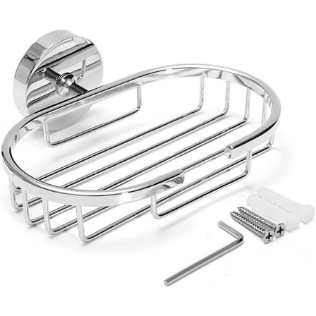 Såpeskåler til bad med avløp, veggmontert såpeholder i rustfritt stål, polert finish