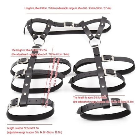 SM Bundet Sexleketøy Cosplay Strømpebånd PU Flørtende Bensett Justerbar Størrelse Voksen Alternativ Bekledning for Par Erotiske Produkter