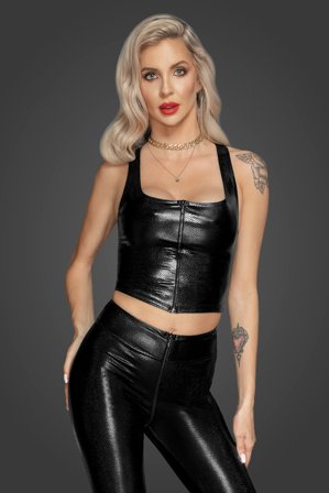 Noir Handmade: F275 Snake Wetlook Top med Lynlås - Vuxen.dk: Lingeri & undertøj