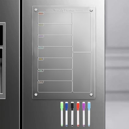 Akryl Magnetisk Menutavle til Køkken, Akryl Ugekalender til Køleskab, Akryl Whiteboard til Køleskab - WELLNGS