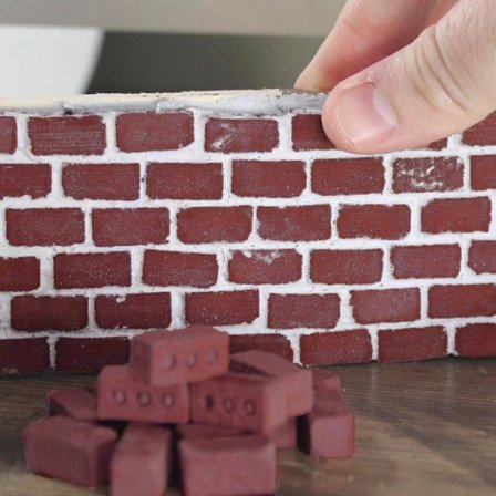 NYE 32 stk. Mini Cement Slaggeblokke Byg Din Egen Mur Mini Røde Mursten RD