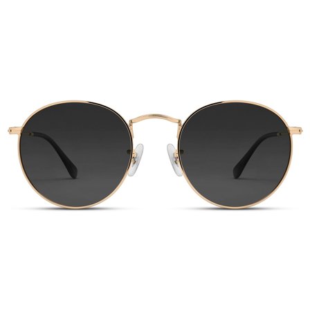 Occhiali da sole rotondi in acciaio chirurgico color oro con lenti polarizzate nere per uomini - Occhiali da sole polarizzati