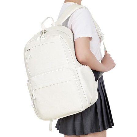 Skoltaske Let Rygsæk til Teenagepiger og Drenge, Vandafvisende Bogtaske til Universitet, Arbejde og Rejser Hvid