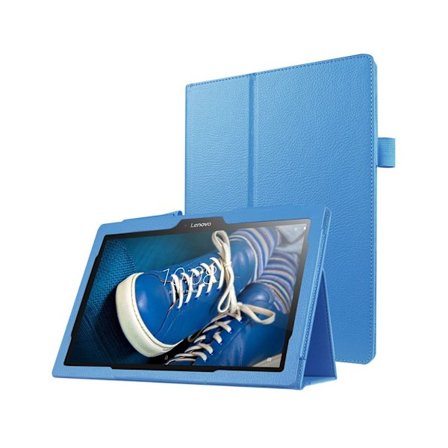Amdrup læder-etui med litchi overflade til Lenovo Tab 2 A10-30 X30F - Lyseblå Blue