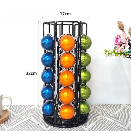 Holder for svarte kaffekapsler med 30 kapsler, oppbevaringsstativ for spiskammer-kapsler, metalldisplaystativ med stor kapasitet, Vertuoline