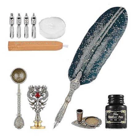 Kalligrafi Blæk Sæt Og Voks Segl Kit Fjerpen Og Blæk Sæt Fjerpen Antik Kalligrafi Dyppe Pen Med 10 Udskiftelige Nib Vintage Gaveæske